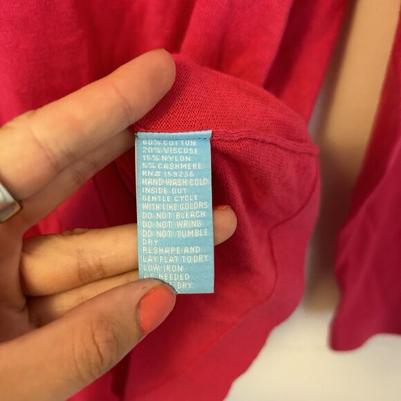 J. McLaughlin Pink Crewneck‎ Scallop Edged Sweater Cotton Blend Small - Picture 4 of 7